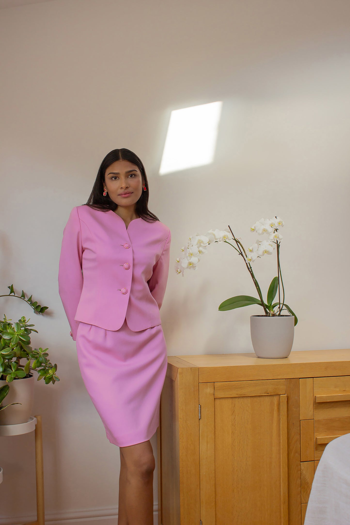 Vintage Precis Petite Pink Wool Skirt Suit